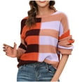 thumbnail image 1 of Ashirexll Pullover Sweaters for Women, Winter Sweaters for Women, Women's Striped Color Block Knit Sweater Long Sleeve Round Neck Pullover Top Casual Loose Fitting, 1 of 6