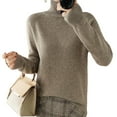 thumbnail image 1 of Ashirexll Pullover Sweaters for Women Winter Sweaters Fashion High Neck Long Sleeve Loose Solid Color Turtleneck Sweater Tops Warm Blouse, 1 of 3