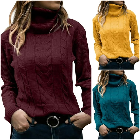 Ashirexll Pullover Sweaters for Women Winter Sweaters Fashion Loose Solid Color Sweater Long Sleeve Round Neck Tops