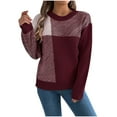 thumbnail image 1 of Ashirexll Pullover Sweaters for Women, Winter Sweaters for Women, Women's Color Block Round Neck Long Sleeve Pullover Knit Sweater Top, 1 of 7