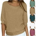 thumbnail image 1 of Ashirexll Pullover Sweaters for Women, Winter Sweaters for Women, Women's Solid Color Round Neck Pullover Short Sleeve Loose Casual Sweater, 1 of 6