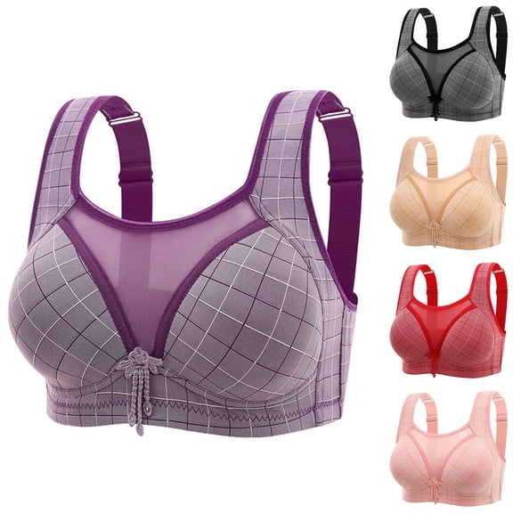 Ashirexll Push Up Bra, Plus Size Bras for Women, Solid Color Bra Lightly Lined Wireless Push Up