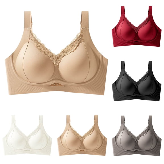 Ashirexll Push Up Bra, Plus Size Bras for Women, Womens Seamless Bra Wireless Soft Gathered Breathable Everyday
