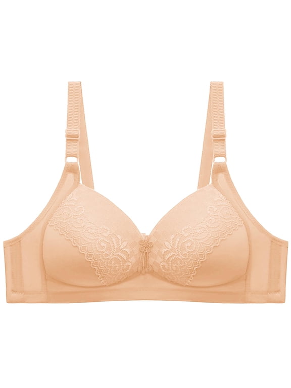 Push up Bras for Women, Lace Bras for Women, Solid Color Wireless Thin Hollow Out Soft Breathable Bras Beige F 4XL