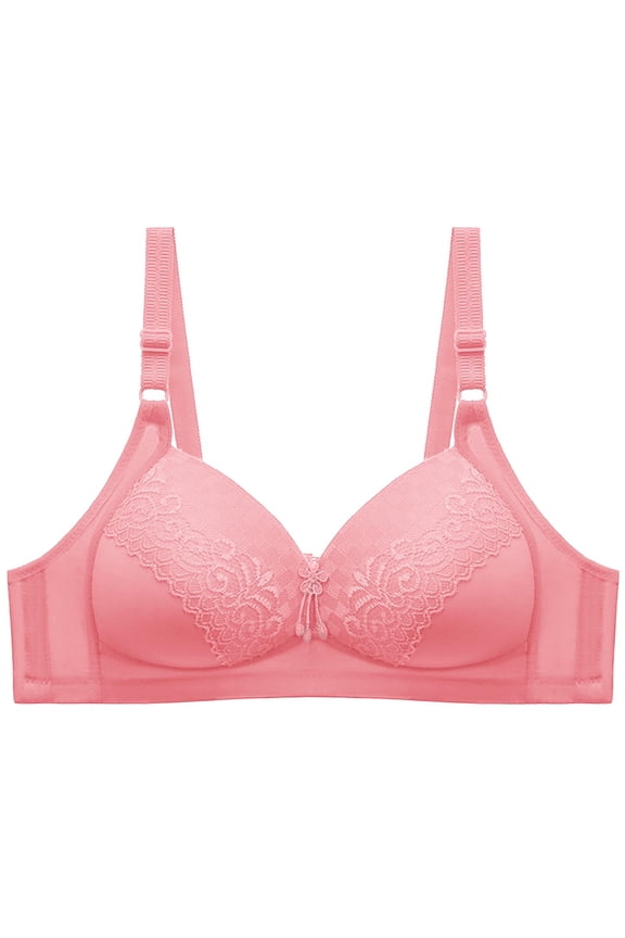 Push up Bras for Women, Lace Bras for Women, Solid Color Wireless Thin Hollow Out Soft Breathable Bras Pink F 4XL