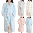 thumbnail image 1 of Ashirexll Robes for Women, Womens Robe Plush, Fashion Casual Plaid Fleece Hooded Bathrobe Absorbent Robe, 1 of 4