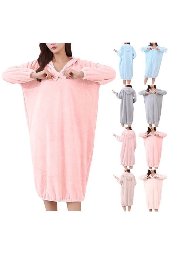 Robes for Women, Womens Robe Plush, Fashion Casual Solid Color Winter Pineapple Plaid Plush Absorbent Long Bathrobe