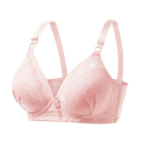 Ashirexll Seamless Bra, Bralettes for Women, Solid Color Thin Gathering Breathable Soft Wireless Posture Support Bra Pink G S