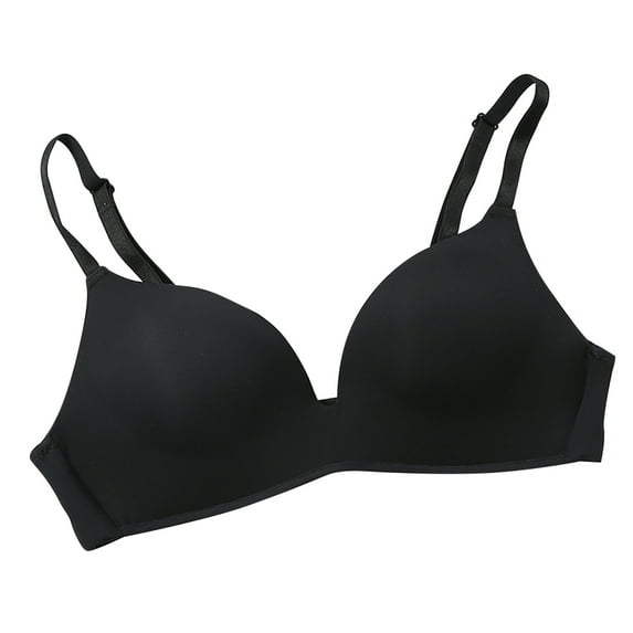 Ashirexll Bras for Women Seamless Wireless Lightly Lined Soft Breathable Gathering Comfort Smoothing Pepper Bra Black L