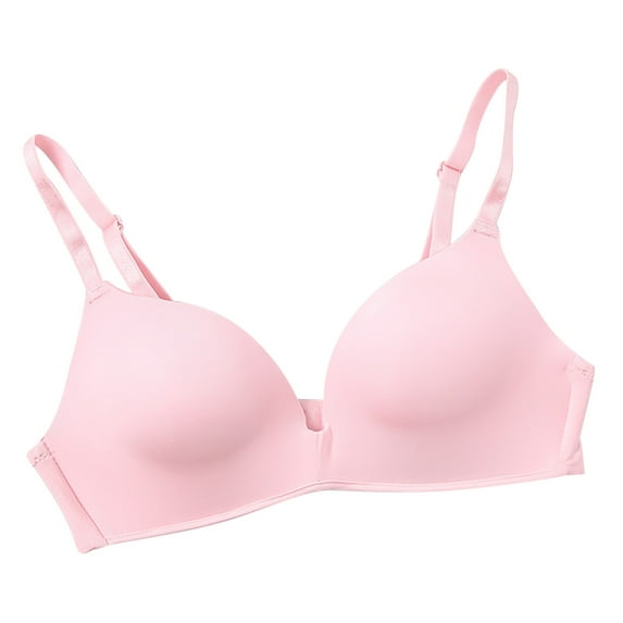 Ashirexll Bras for Women Seamless Wireless Lightly Lined Soft Breathable Gathering Comfort Smoothing Pepper Bra Pink L
