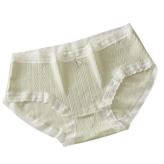 Ashirexll Seamless Cotton Underwear for Women, Cream Pants Sweet Girl Underwear Cotton Skin Friendly Breathable Bag High Elasticity Mid Waist Panties Green M
