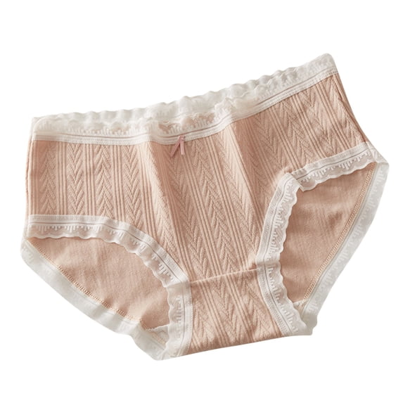 Ashirexll Seamless Cotton Underwear for Women, Cream Pants Sweet Girl Underwear Cotton Skin Friendly Breathable Bag High Elasticity Mid Waist Panties Orange M