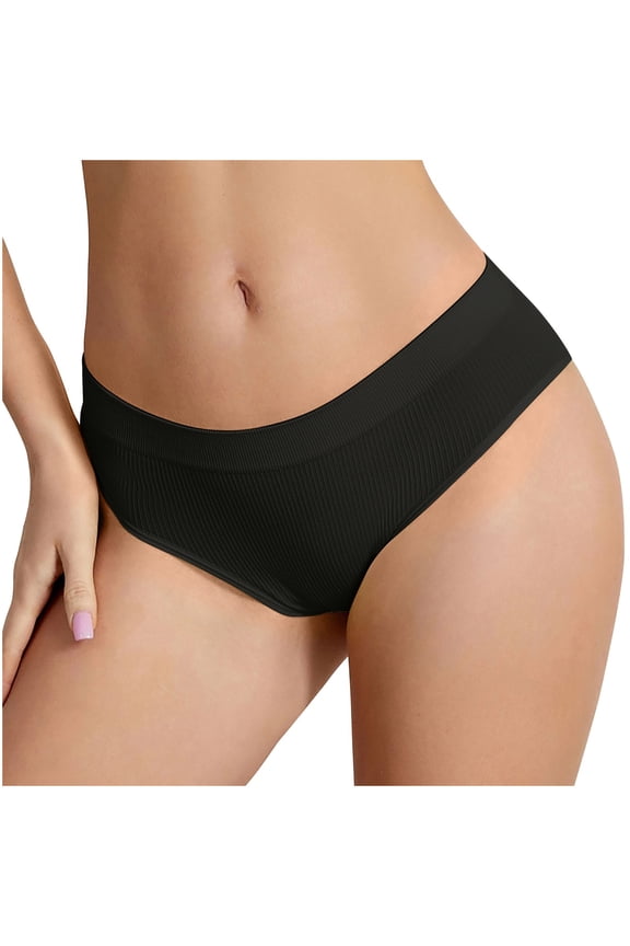 Seamless Underwear for Women, Breathable Cotton Seamless Women's Underwear Black XL