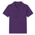thumbnail image 1 of Ashirexll Shirts for Girls, Summer Tops, Adult Lapel Collar Short Sleeve Top Solid Color Casual Everyday Shirt, 1 of 4