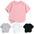 thumbnail image 1 of Ashirexll Shirts for Girls, Summer Tops, Children Solid Color Casual Summer Short Sleeve Round Neck Top, 1 of 6