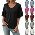 thumbnail image 1 of Ashirexll Shirts for Women Short Sleeve Tops Women Fashion Casual Short Sleeve Loose T-Shirt Blouse, 1 of 6