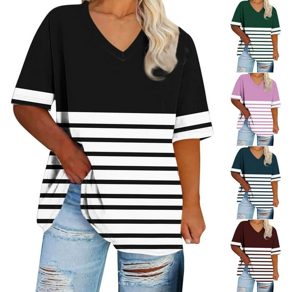 Summer Saving! Ashirexll Short Sleeve Shirts for Women, Summer Tops for Women, Women's Casual Solid Color Short Sleeve T-shirt Round-Neck T-shirt Home Blouses