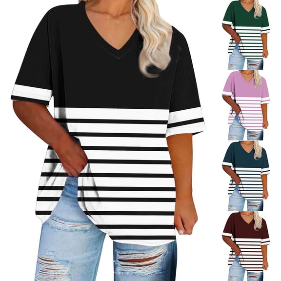 Ashirexll Short Sleeve Shirts for Women, Summer Tops for Women, Casual Solid Color Short Sleeve T-shirt Round-Neck T-shirt Home Blouses