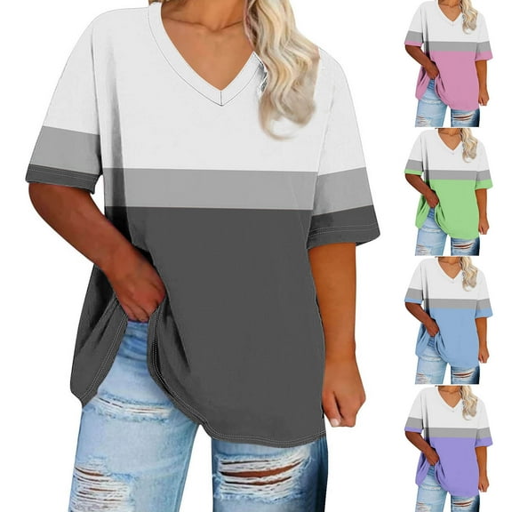 Summer Saving! Ashirexll Short Sleeve Shirts for Women, Summer Tops for Women, Women's Casual Solid Color Short Sleeve T-shirt Round-Neck T-shirt Home Blouses