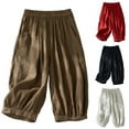 thumbnail image 1 of Ashirexll Shorts for Women, Womens Shorts Casual, Fashion Elastic forces Waist Casual Pockets Bunch of Foot Pants, 1 of 5