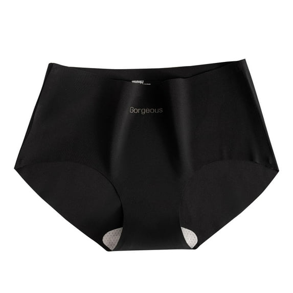 Ashirexll Silk Underwear for Women Solid Color Seamless Underwear Ultra-Thin Lightweight Comfortable Soft Mid Waist Underwear Black M