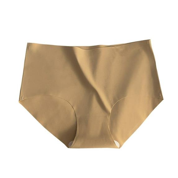 Ashirexll Silk Underwear for Women Solid Color Seamless Underwear Ultra-Thin Soft Mid Waist Underwear Coffee L
