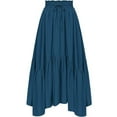 thumbnail image 1 of Ashirexll Skirts for Women, Fall Flowy Solid Color Elastic High Waist Maxi Skirt Blue XXL, 1 of 4