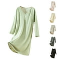 thumbnail image 1 of Ashirexll Sleep Shirts for Women, Nightgowns for Women, Casual Solid Color V-Neck Sleepwear Dress for Home Loungewear, 1 of 7