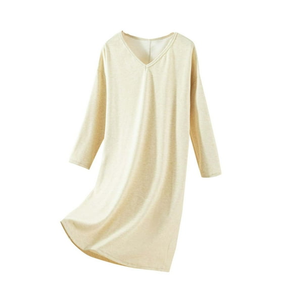 Ashirexll Sleep Shirts for Women, Nightgowns for Women, Long Sleeve Nightgown Winter Loose Soft Robe for Home Wear