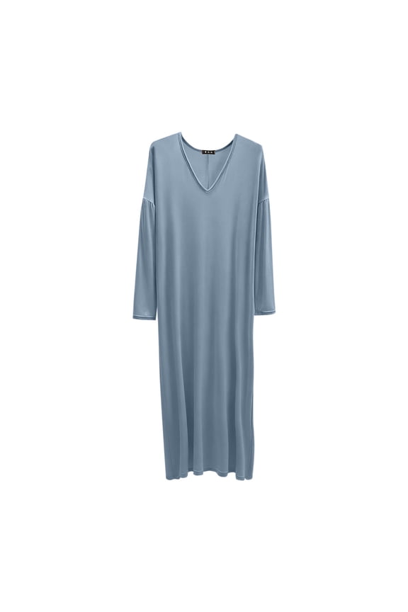 Sleep Shirts for Women, Nightgowns for Women, Solid Color V-Neck Long Sleeve Nightgown Long Shirt for Home