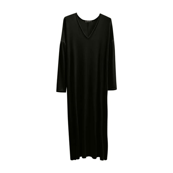 Ashirexll Sleep Shirts for Women, Nightgowns for Women Solid Color V-Neck Long Sleeve Nightgown Long Shirt for Home