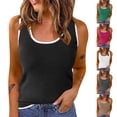 thumbnail image 1 of Ashirexll Sleeveless Tops for Women, Solid Color Contrast Color Refreshing Ribbed Tank Summer Color Block Basic Cami, 1 of 7