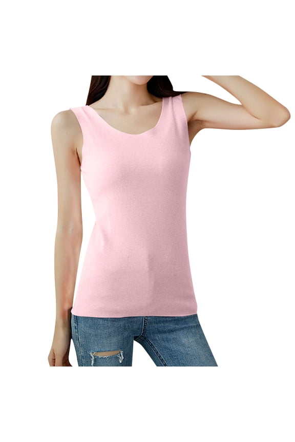 Sleeveless Tops for Women, Spring Winter German Velvet Seamless Round Neck Top Double Pockets