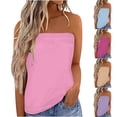 thumbnail image 1 of Ashirexll Sleeveless Tops for Women, Strapless Bandeau Tank Top Summer Solid Color Tube Casual Off Shoulder Blouses, 1 of 5