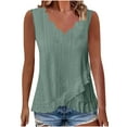 thumbnail image 1 of Ashirexll Sleeveless Tops for Women, Summer Tops for Women, Splicing V-Neck Hem Ruffle Lace Tank Casual Loose Blouse, 1 of 6