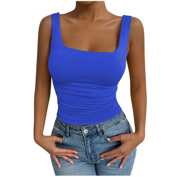 Ashirexll Sleeveless Tops for Women, Womens Casual Tops, Fashion Summer Sleeveless Solid V-Neck Camisole Tank