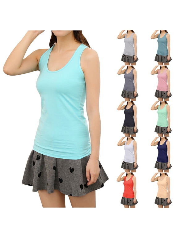 Sleeveless Tops for Women, Womens Casual Tops, Summer Wide I-Shape Base Inner Versatile Slim Round Neck Top