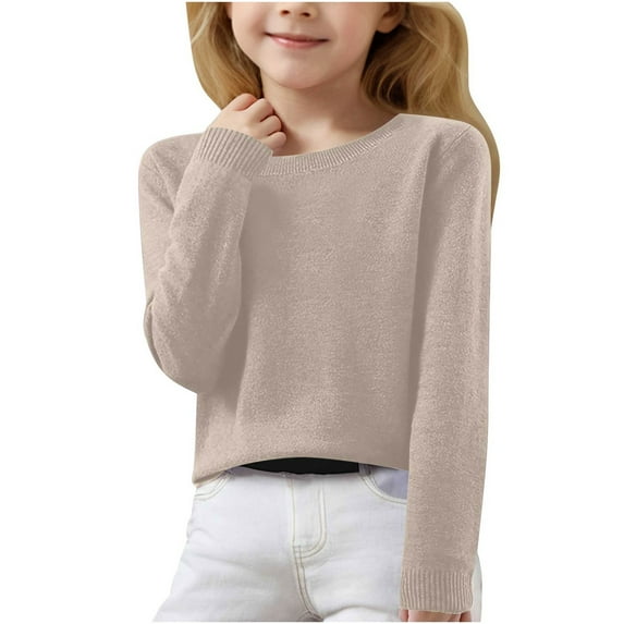 Ashirexll Solid Color Casual Knit Tops for Boys and Girls 6-15 Years Fall Winter Pullover Long Sleeve Comfortable Wear