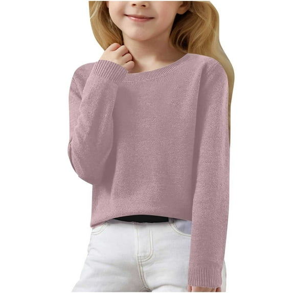 Ashirexll Solid Color Casual Knit Tops for Boys and Girls 6-15 Years Fall Winter Pullover Long Sleeve Comfortable Wear