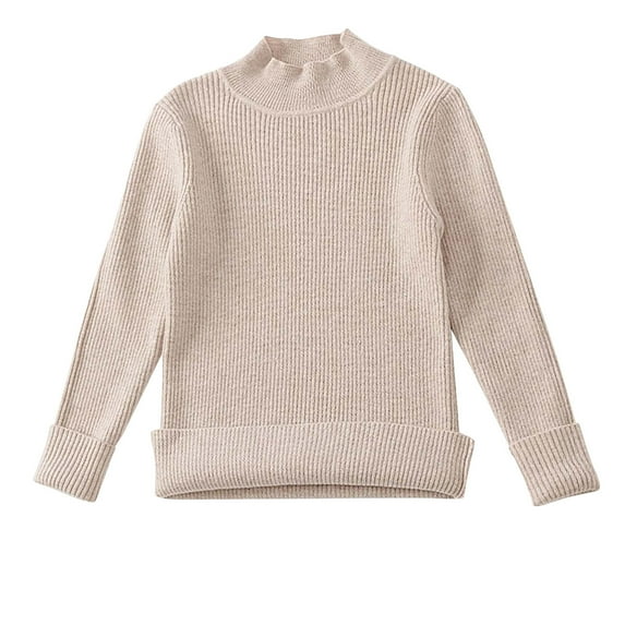 Ashirexll Solid Color Mock Neck Knit Sweaters for Boys and Girls Fall Winter Wool Base Shirts Comfortable Pullover Top