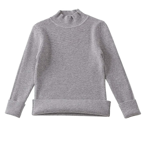 Ashirexll Solid Color Mock Neck Knit Sweaters for Boys and Girls Fall Winter Wool Base Shirts Comfortable Pullover Top