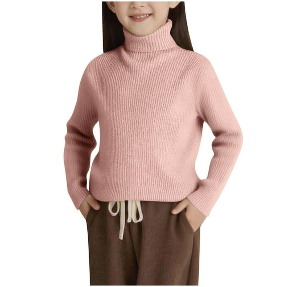 Ashirexll Solid Color Turtleneck Sweaters Boys and Girls Long Sleeve Knit Top Warm Base Shirts for Kids 2-13 Years