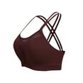 thumbnail image 1 of Ashirexll Sports Bras for Women, Plus Size Gathered Spaghetti Strappy Crossback Wireless Breathable Comfortable Hollow Out High Support Seamless Sports Bras Brown XXL, 1 of 5