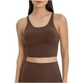 thumbnail image 1 of Ashirexll Sports Bras for Women, Spaghetti Strappy Crossback Shockproof Gathered Running Fitness Beautiful Back Yoga High Support Sports Bras for Women Coffee 12, 1 of 4