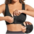 thumbnail image 1 of Ashirexll Sports Bras for Women Front Close Plus Size High Support Sports Bra Wireless Post-Surgery Bra Thin Yoga Sports Bras Black B XL, 1 of 8