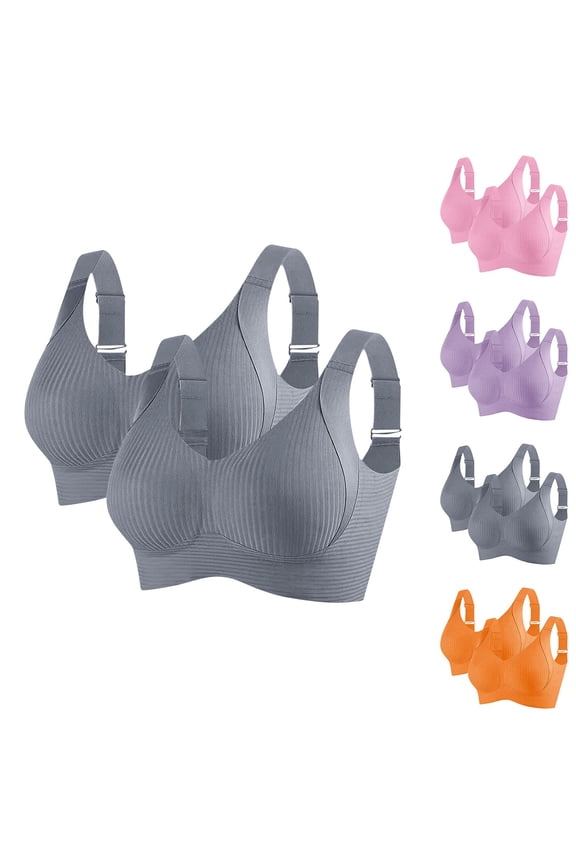 Sports Bras for Women Large Bust, Wireless Bras for Women, 2PC Fashion Sports Bra in Solid Color for Everyday Casual Wear