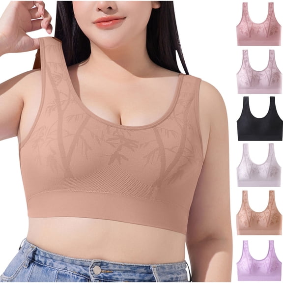 Ashirexll Sports Bras for Women Large Bust, Wireless Bras for Women, Plus Size Seamless Upper Support Bra with Air Gathering Fixed Cup