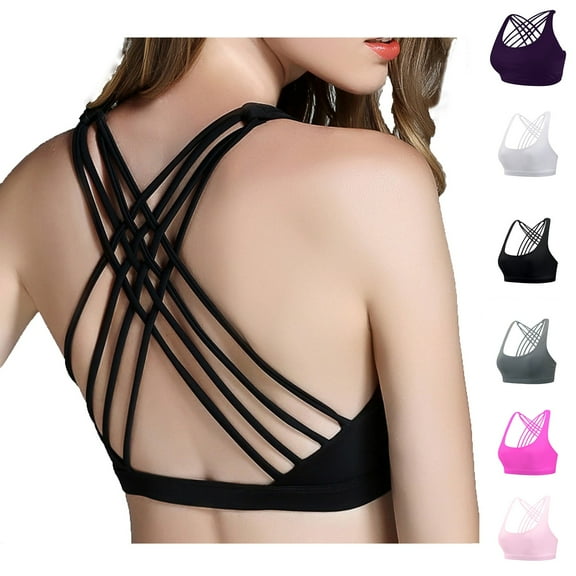 Ashirexll Sports Bras for Women Plus Size Ice Silk Yoga Fitness Bra with Beautiful Back Fashion Casual Solid Color Workout Underwear
