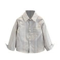 thumbnail image 1 of Ashirexll Striped Button Up Shirts for Kids 2-13 Years Long Sleeve Fall Outerwear Turndown Collar Everyday Style, 1 of 3
