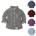 thumbnail image 1 of Ashirexll Striped Button Up Shirts for Kids 6M-8 Years Long Sleeve School Uniform with Chest Pocket Smart Casual Style, 1 of 7
